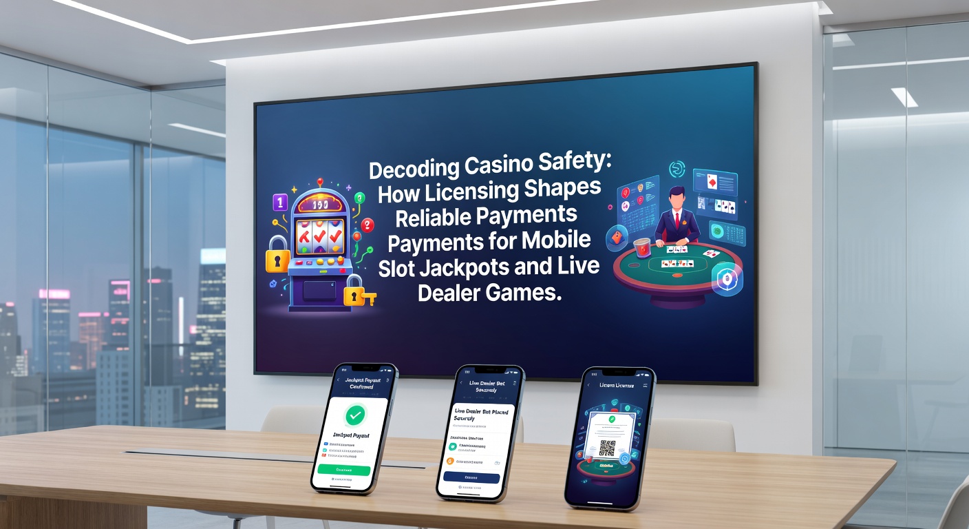 Live-Dealer-Tisch mit Slot-Jackpot-Anzeige und Lizenzzertifikat im Hintergrund