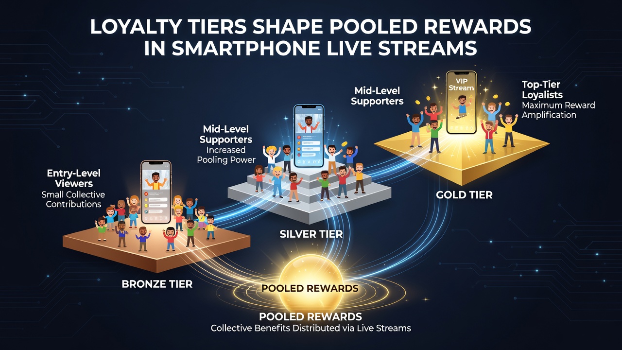 Visualisierung der Rangstufen und gemeinsamen Preispools bei Live-Dealer-Sessions auf Smartphones