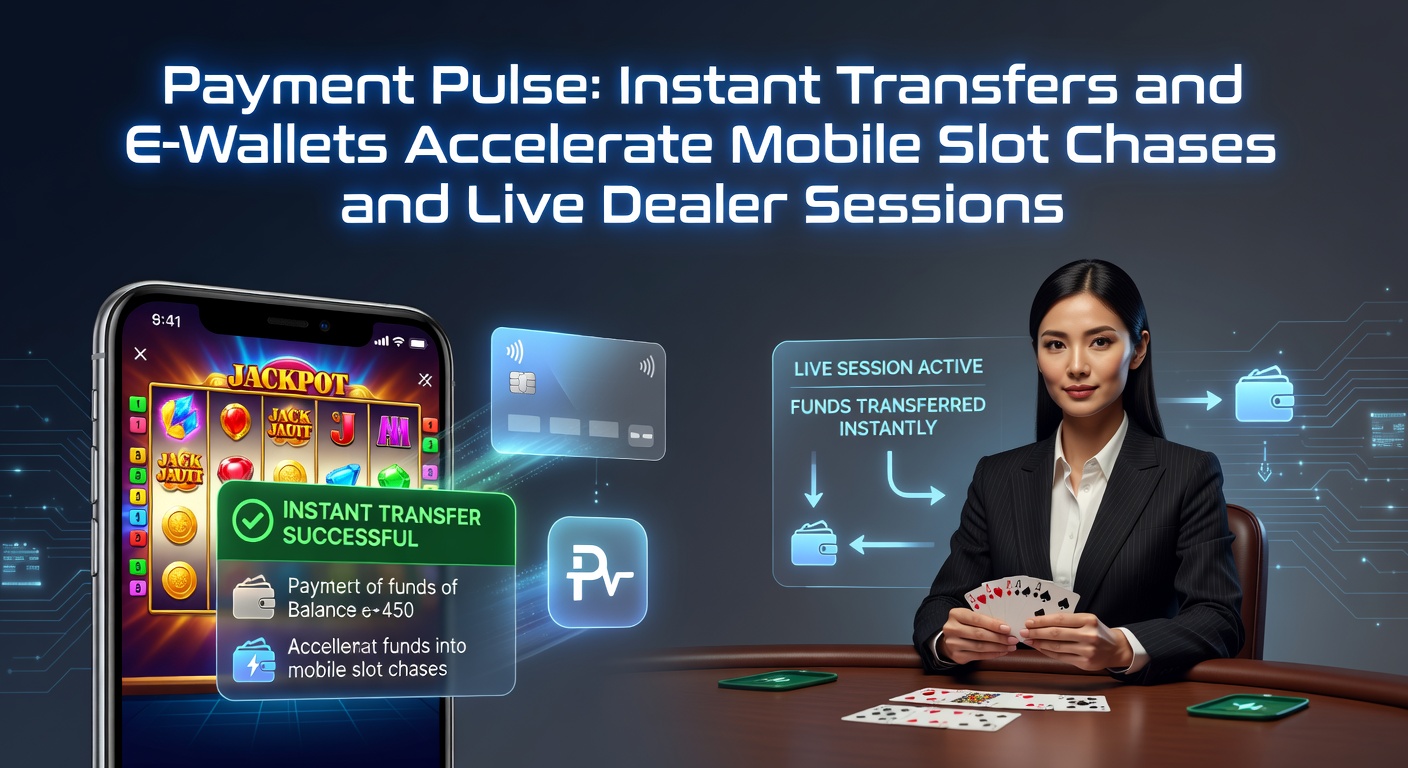 Smartphone mit laufendem Slot-Spiel und E-Wallet-App im Vordergrund, symbolisiert schnelle Zahlungen in Online-Casinos