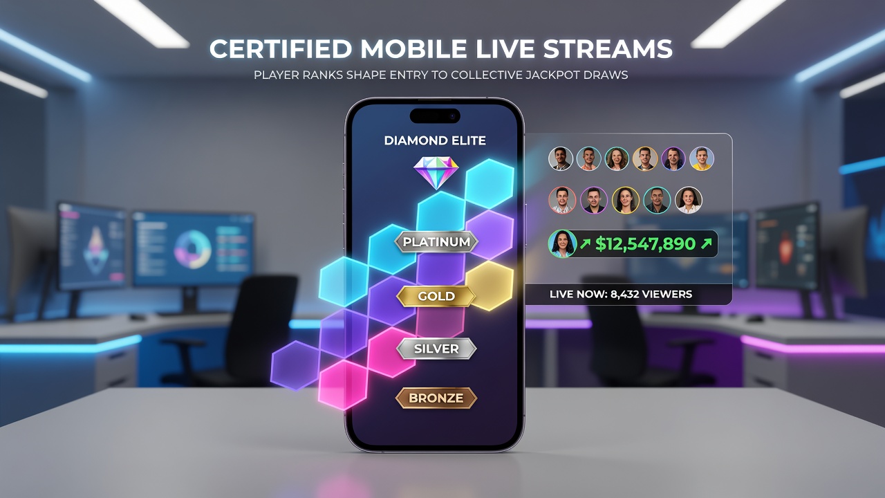 Darstellung einer mobilen Live-Stream-Session mit Ranganzeige und Jackpot-Status